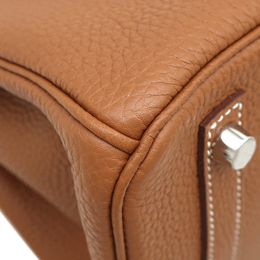 エルメス HERMES バーキン30 ゴールド トゴ ハンドバッグ シルバー金具 茶