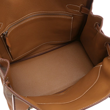 エルメス HERMES バーキン30 ゴールド トゴ ハンドバッグ シルバー金具 茶