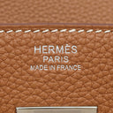 エルメス HERMES バーキン30 ゴールド トゴ ハンドバッグ シルバー金具 茶