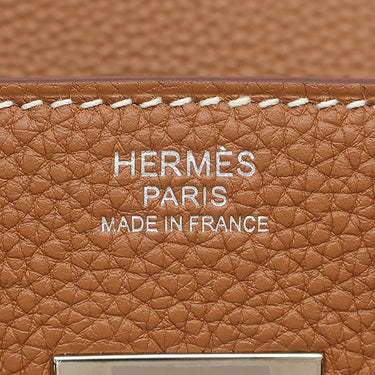 エルメス HERMES バーキン30 ゴールド トゴ ハンドバッグ シルバー金具 茶