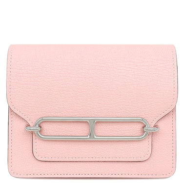 エルメス HERMES ロウリス ルリ スリム ローズサクラ シェブルミゾル 二つ折り財布 シルバー金具 コンパクトウォレット ベルトバッグ