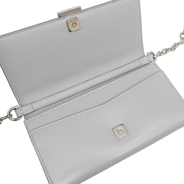 ジバンシイ GIVENCHY チェーン ショルダーバッグ クラウドグレー レザー チェーンウォレット シルバー金具 ロゴ