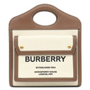 バーバリー BURBERRY ミニ ポケットバッグ 8031746 ナチュラル×モルトブラウン キャンバス レザー 2WAYバッグ ゴールド金具 茶 ハンドバッグ ショルダー