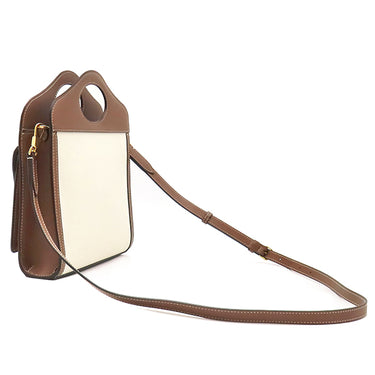 バーバリー BURBERRY ミニ ポケットバッグ 8031746 ナチュラル×モルトブラウン キャンバス レザー 2WAYバッグ ゴールド金具 茶 ハンドバッグ ショルダー