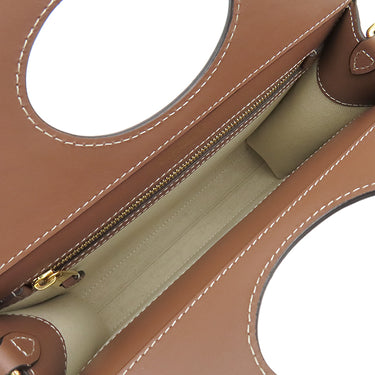 バーバリー BURBERRY ミニ ポケットバッグ 8031746 ナチュラル×モルトブラウン キャンバス レザー 2WAYバッグ ゴールド金具 茶 ハンドバッグ ショルダー