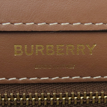 バーバリー BURBERRY ミニ ポケットバッグ 8031746 ナチュラル×モルトブラウン キャンバス レザー 2WAYバッグ ゴールド金具 茶 ハンドバッグ ショルダー