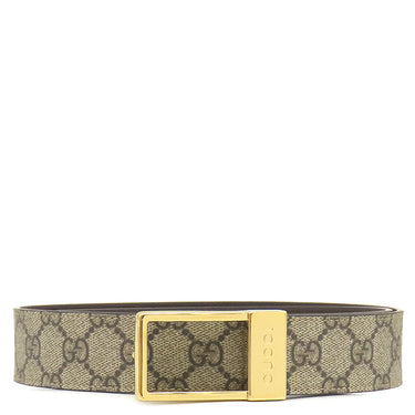 グッチ GUCCI スクエアバックル GGベルト #75 722370 ベージュ×ブラウン GGスプリームキャンバス ベルト ゴールド金具 スターマーク入り