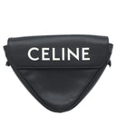 セリーヌ CELINE トライアングルバッグ ブラック レザー ショルダーバッグ シルバー金具 ポシェット ロゴプリント 黒