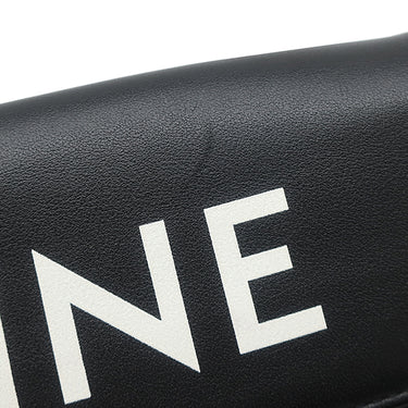 セリーヌ CELINE トライアングルバッグ ブラック レザー ショルダーバッグ シルバー金具 ポシェット ロゴプリント 黒