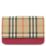 バーバリー BURBERRY ノバチェック チェーンショルダー ベージュ×レッド キャンバス レザー ショルダーバッグ ゴールド金具
