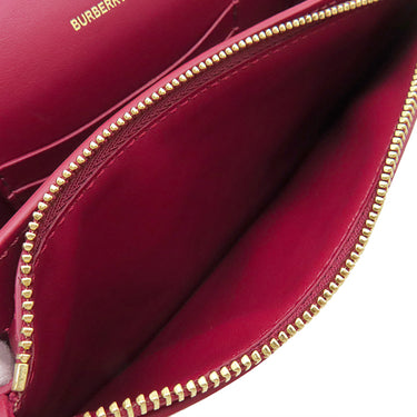 バーバリー BURBERRY ノバチェック チェーンショルダー ベージュ×レッド キャンバス レザー ショルダーバッグ ゴールド金具