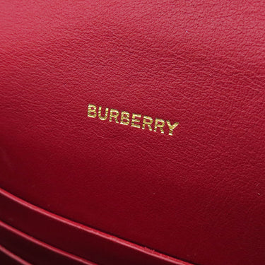 バーバリー BURBERRY ノバチェック チェーンショルダー ベージュ×レッド キャンバス レザー ショルダーバッグ ゴールド金具