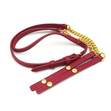 バーバリー BURBERRY ノバチェック チェーンショルダー ベージュ×レッド キャンバス レザー ショルダーバッグ ゴールド金具