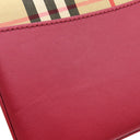 バーバリー BURBERRY ノバチェック チェーンショルダー ベージュ×レッド キャンバス レザー ショルダーバッグ ゴールド金具