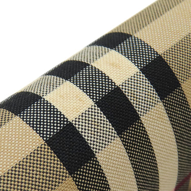 バーバリー BURBERRY ノバチェック チェーンショルダー ベージュ×レッド キャンバス レザー ショルダーバッグ ゴールド金具