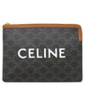 セリーヌ CELINE トリオンフ スモール ポーチ タン カーフ トリオンフキャンバス クラッチバッグ ゴールド金具 茶 Wフラップ ショルダー クラッチ