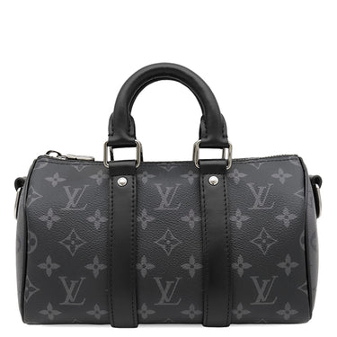 ルイヴィトン LOUIS VUITTON キーポル バンドリエール 25 M46271 モノグラムエクリプス レザー モノグラムエクリプスリバースキャンバス 2WAYバッグ ガンメタル金具 黒 ショルダー ハンドバッグ