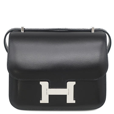 エルメス HERMES コンスタンス3 ミニ ミロワール ブラック ボックスカーフ ショルダーバッグ シルバー金具 2024年製