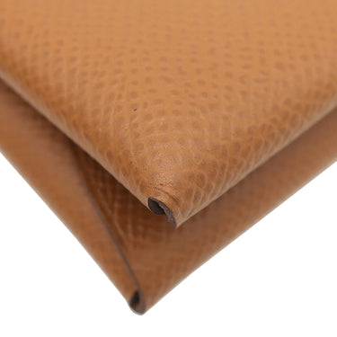 エルメス HERMES カルヴィ デュオ ゴールド ヴォーエプソン カードケース シルバー金具 新品 未使用 茶 フラグメントケース 2026年製