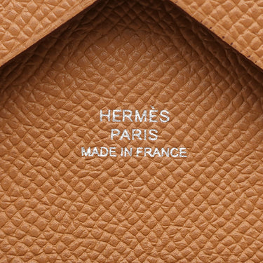 エルメス HERMES カルヴィ デュオ ゴールド ヴォーエプソン カードケース シルバー金具 新品 未使用 茶 フラグメントケース 2026年製