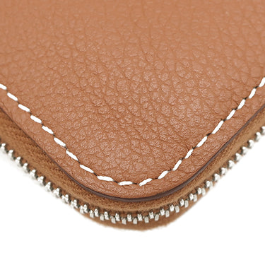 エルメス HERMES アザップ シルクイン コンパクト ゴールド エバーカラー コインケース シルバー金具 茶 2024年製
