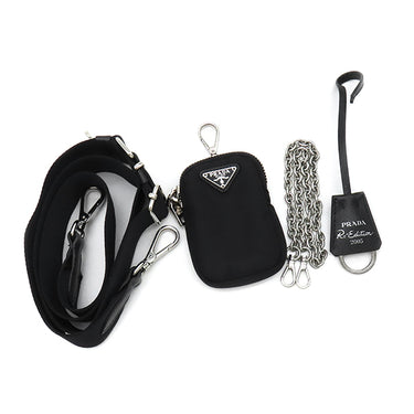 プラダ PRADA Re-Edition 2005 Re-Nylon バッグ 1BH204 ブラック ナイロン レザー 2WAYバッグ シルバー金具 黒 三角ロゴプレート