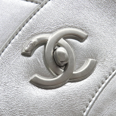 シャネル CHANEL クラブ モナコ チェーントート メタリックシルバー レザー トートバッグ シルバー金具 ココマーク 肩掛け