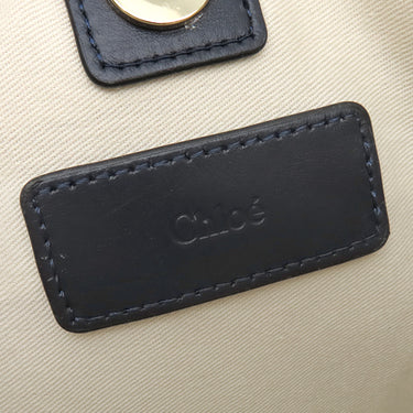 クロエ Chloe ボア ミニ トートバッグ C10323 オフホワイト×ネイビー ポリエステル コットン レザー 2WAYバッグ シルバー金具 ハンドバッグ ショルダー キッズ