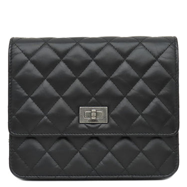 シャネル CHANEL マトラッセ 2.55 ブラック レザー チェーンウォレット ヴィンテージ金具 黒 チェーンショルダー