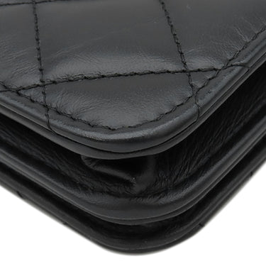 シャネル CHANEL マトラッセ 2.55 ブラック レザー チェーンウォレット ヴィンテージ金具 黒 チェーンショルダー