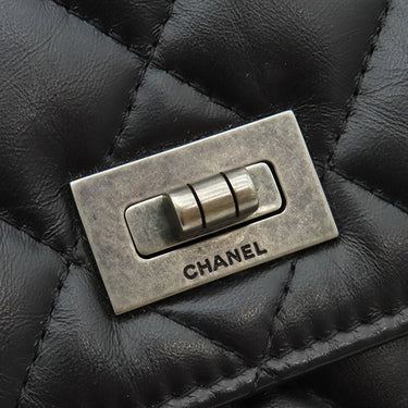 シャネル CHANEL マトラッセ 2.55 ブラック レザー チェーンウォレット ヴィンテージ金具 黒 チェーンショルダー