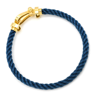 フレッド FRED フォース10 ラージモデル LM ブルー×イエローゴールド K18YG ステンレスケーブル ブレスレット イエローゴールド Au750 18K 18金 ステンレスケーブル