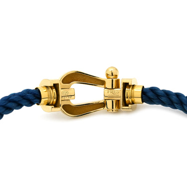フレッド FRED フォース10 ラージモデル LM ブルー×イエローゴールド K18YG ステンレスケーブル ブレスレット イエローゴールド Au750 18K 18金 ステンレスケーブル