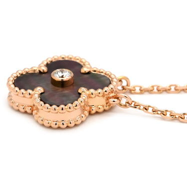 ヴァンクリーフアーペル Van Cleef & Arpels ヴィンテージ アルハンブラ VCARO5SX00 グレー×ローズゴールド K18PG ダイヤモンド グレーマザーオブパール ネックレス 18K PG ダイヤ シェル 2014年ホリデー