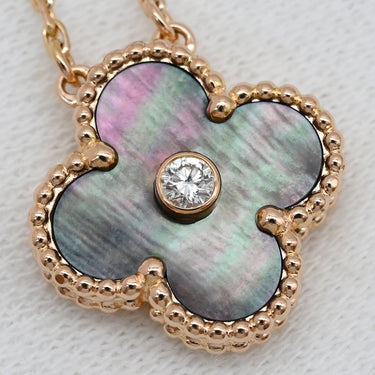 ヴァンクリーフアーペル Van Cleef & Arpels ヴィンテージ アルハンブラ VCARO5SX00 グレー×ローズゴールド K18PG ダイヤモンド グレーマザーオブパール ネックレス 18K PG ダイヤ シェル 2014年ホリデー