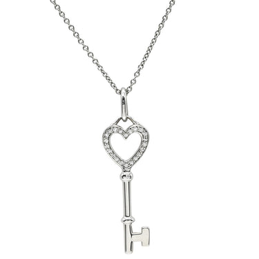 ティファニー Tiffany & Co ハートキー ホワイトゴールド×プラチナシルバー K18WG ダイヤモンド Pt950(チェーン) ネックレス T＆Co. 18K 18金 750 WG PTチェーン 鍵モチーフ