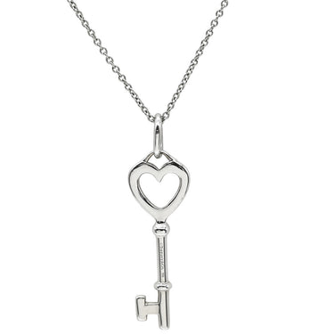 ティファニー Tiffany & Co ハートキー ホワイトゴールド×プラチナシルバー K18WG ダイヤモンド Pt950(チェーン) ネックレス T＆Co. 18K 18金 750 WG PTチェーン 鍵モチーフ