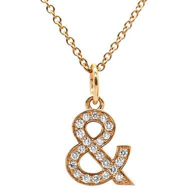 ティファニー Tiffany & Co アンパサンド パヴェダイヤモンド ローズゴールド K18PG ダイヤモンド ネックレス T&Co. Au750 18K ローズゴールド
