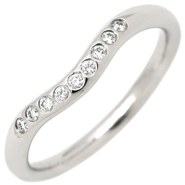 ティファニー Tiffany & Co カーブド バンド ダイヤモンド プラチナシルバー Pt950 ダイヤモンド リング 指輪 T＆Co. Pt950 プラチナ 9石 9粒 エルサペレッティ 8.5号