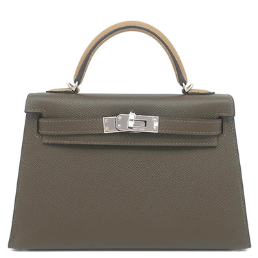 エルメス HERMES ミニケリードゥ 外縫い ヴェールロデン×デュンヌ×ブラック ヴォーエプソン 2WAYバッグ シルバー金具 新品 未使用 トリコロール 2026年製