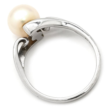 ミキモト MIKIMOTO パール ソリティア パールホワイト×ホワイトゴールド K14WG パール リング 指輪 真珠 1P 1粒 14K 14金 Au585 WG 10号
