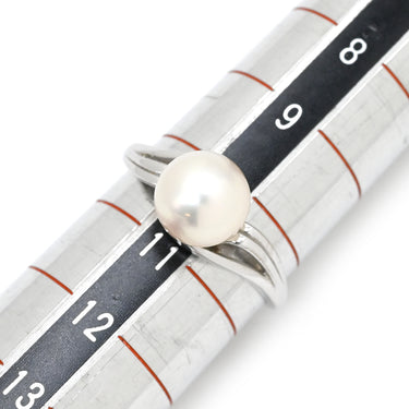 ミキモト MIKIMOTO パール ソリティア パールホワイト×ホワイトゴールド K14WG パール リング 指輪 真珠 1P 1粒 14K 14金 Au585 WG 10号