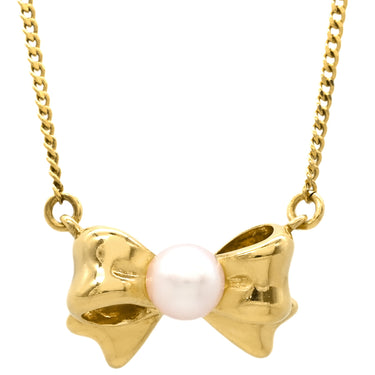 タサキ TASAKI リボンモチーフ ピンク×イエローゴールド K18YG パール ネックレス 750 K18YG 1P パール