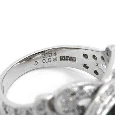 ノンブランド NON BRAND ボルダーオパール ダイヤ マルチカラー×ホワイトゴールド K18WG オパール ダイヤモンド リング 指輪 1石 1粒 遊色 デザインリング 14号