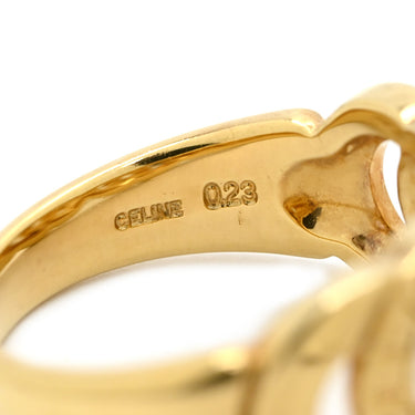 セリーヌ CELINE ダイヤ ロゴ サークル イエローゴールド K18YG ダイヤモンド リング 指輪 Au750 K18 YG 12号