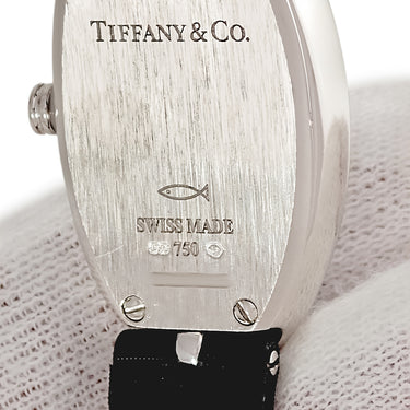 腕時計 ティファニー Tiffany & Co カクテルウォッチ 22993062 クオーツ レディース K18WG無垢 純正ダイヤ ブラック ローマン オーバル