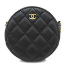 シャネル CHANEL マトラッセ チェーンショルダー ブラック ラムスキン ショルダーバッグ ゴールド金具 ラウンド サークル ミニバッグ 黒