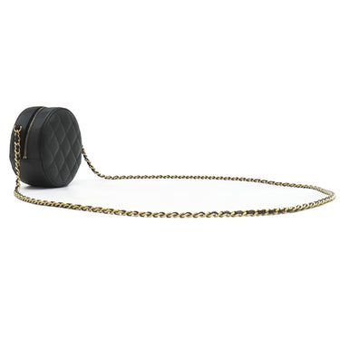 シャネル CHANEL マトラッセ チェーンショルダー ブラック ラムスキン ショルダーバッグ ゴールド金具 ラウンド サークル ミニバッグ 黒
