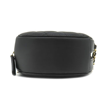 シャネル CHANEL マトラッセ チェーンショルダー ブラック ラムスキン ショルダーバッグ ゴールド金具 ラウンド サークル ミニバッグ 黒