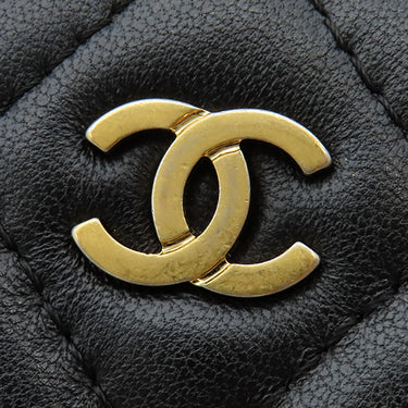 シャネル CHANEL マトラッセ チェーンショルダー ブラック ラムスキン ショルダーバッグ ゴールド金具 ラウンド サークル ミニバッグ 黒
